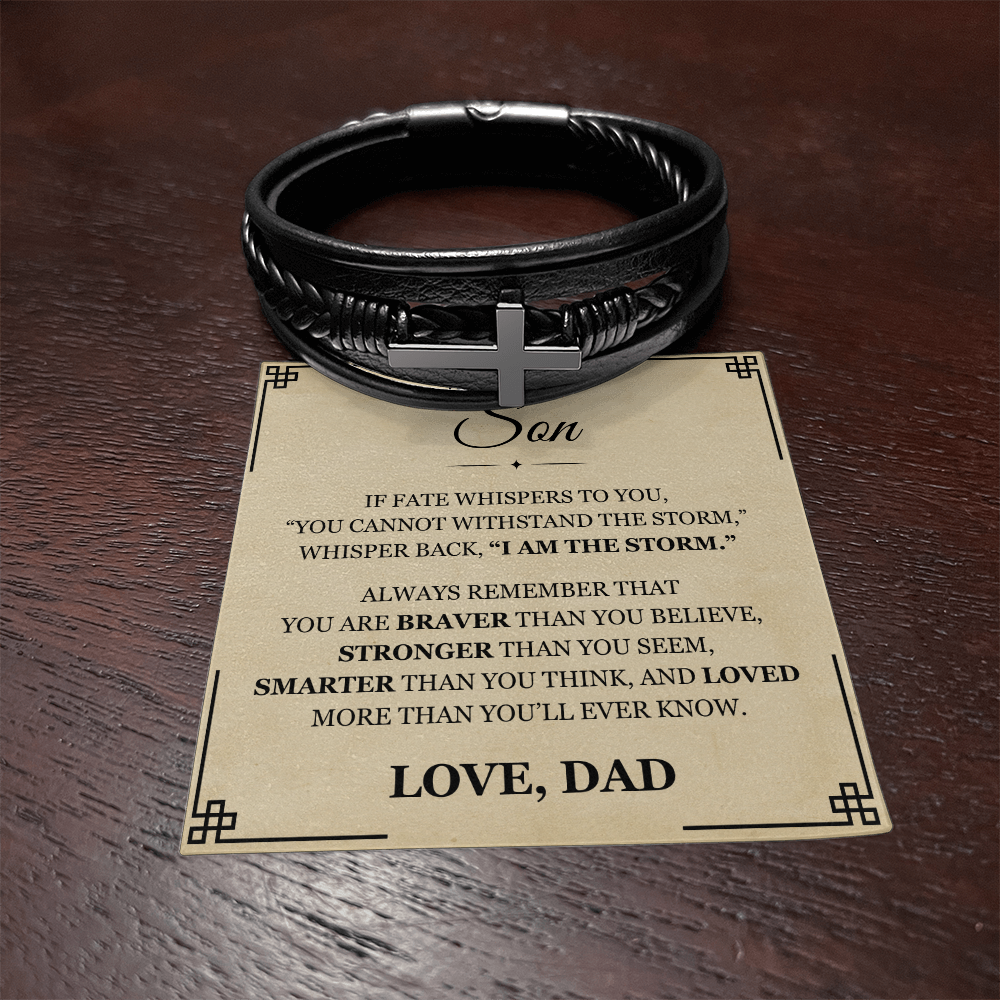 Men's Cross Bracelet - To My Badass Son