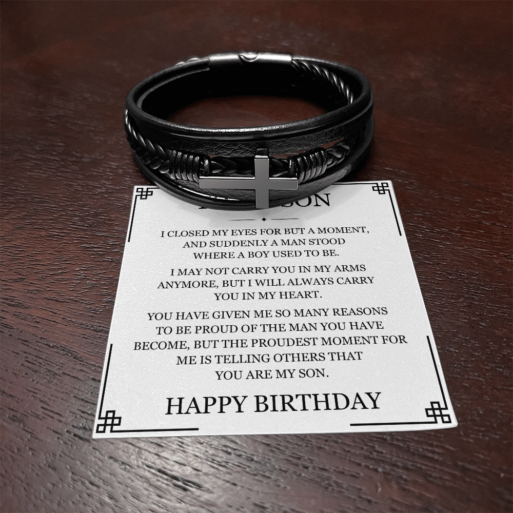 Men's Cross Bracelet - To My Son