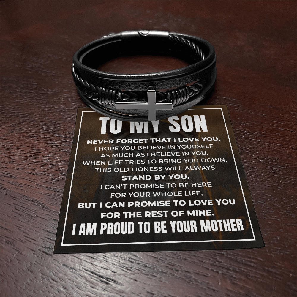 Men's Cross Bracelet - To My Son "I Believe In You"
