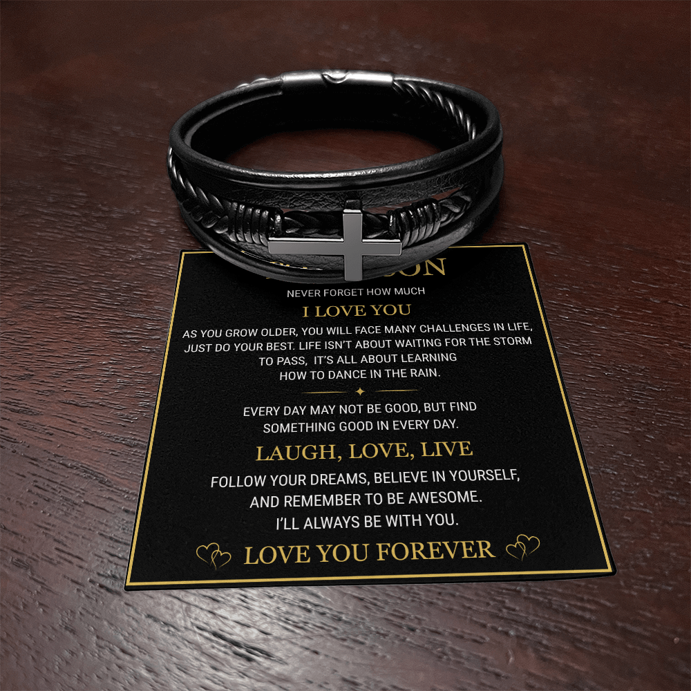 Men's Cross Bracelet - To My Son