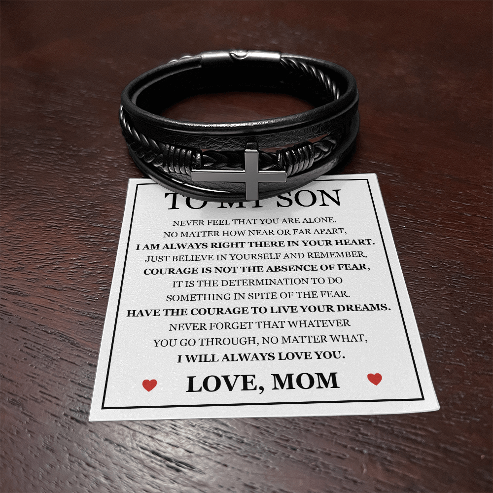 Men's Cross Bracelet - To My Son "I Will Always Love You"