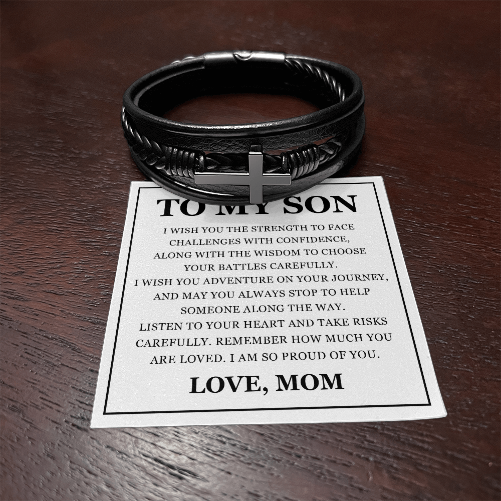 Men's Cross Bracelet - To My Son "I Am So Proud of You"