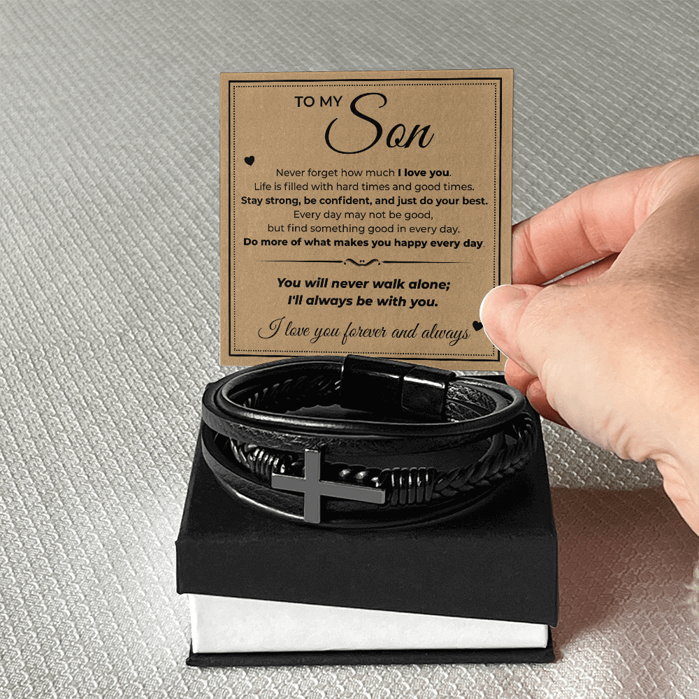 Men's Cross Bracelet - To My Son