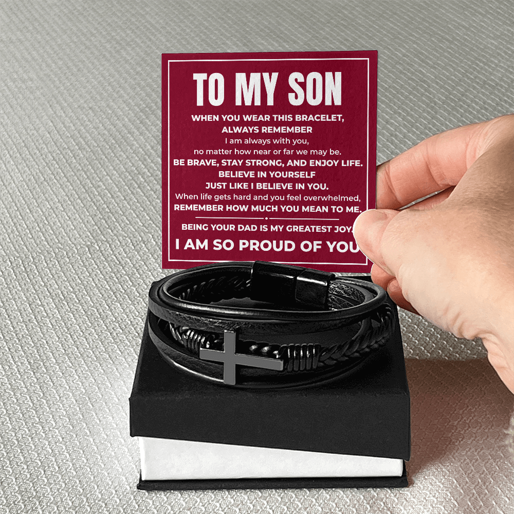 Men's Cross Bracelet - To My Son "Believe In Yourself"