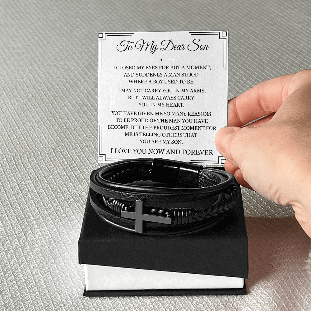 Men's Cross Bracelet - To My Dear Son