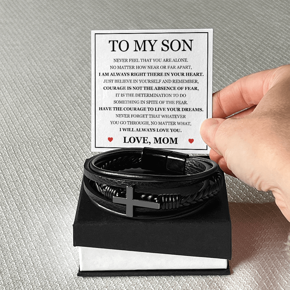 Men's Cross Bracelet - To My Son "I Will Always Love You"