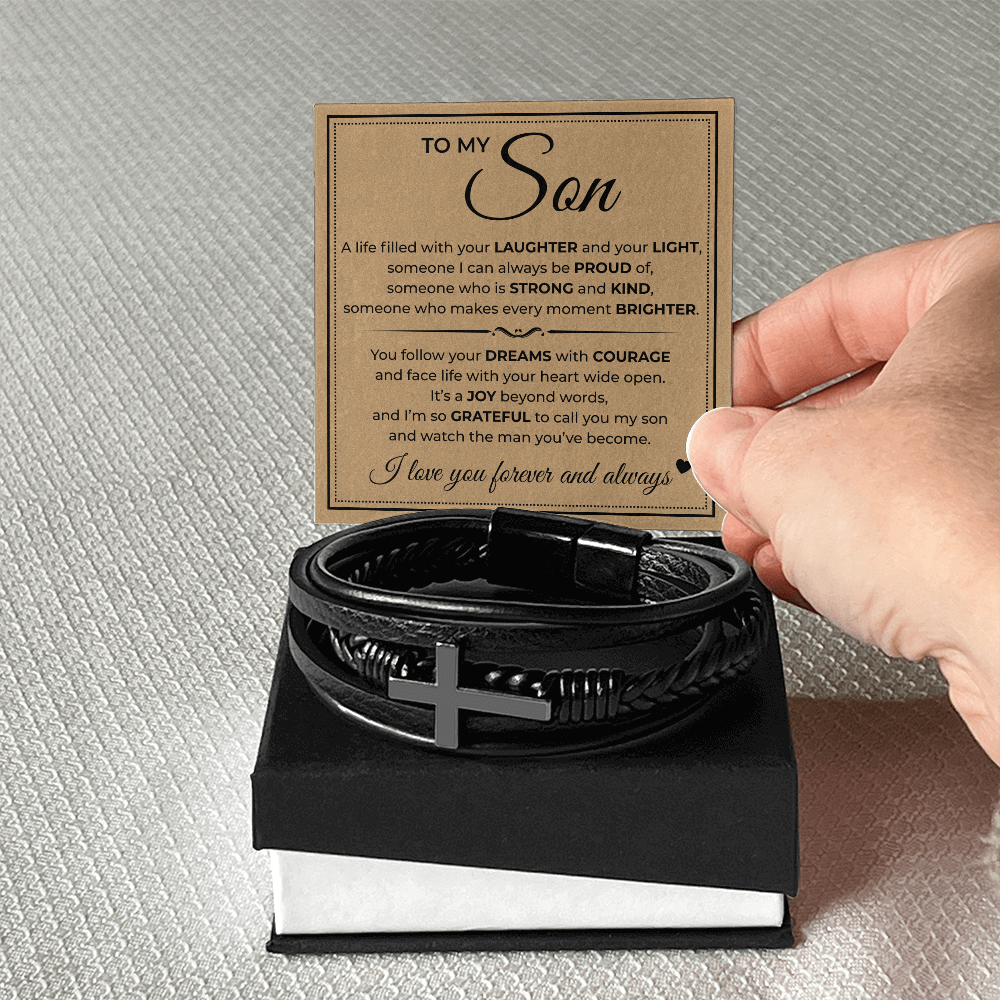 Men's Cross Bracelet - To My Son
