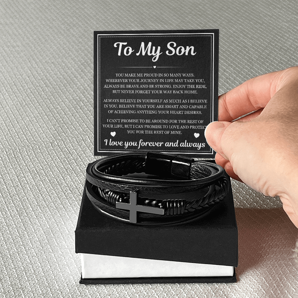 Men's Cross Bracelet - To My Son "You Make Me Proud"
