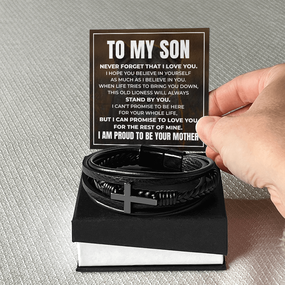 Men's Cross Bracelet - To My Son "I Believe In You"