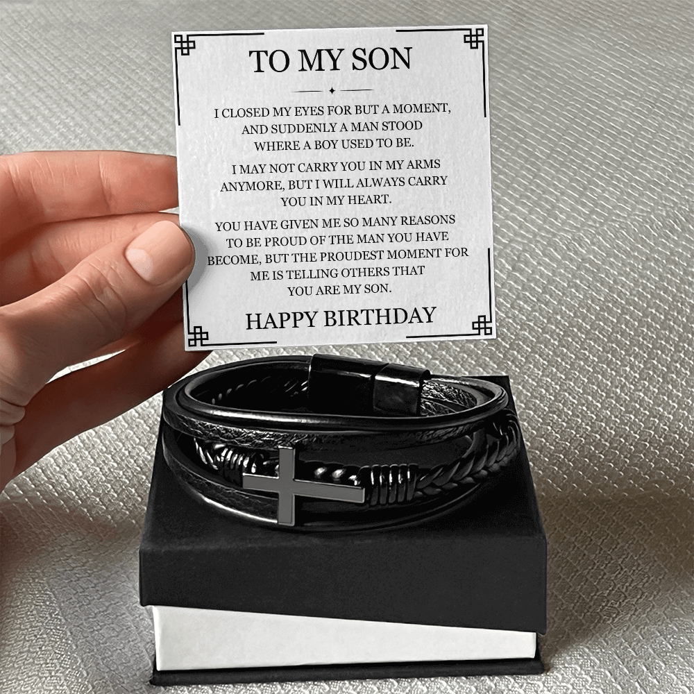 Men's Cross Bracelet - To My Son