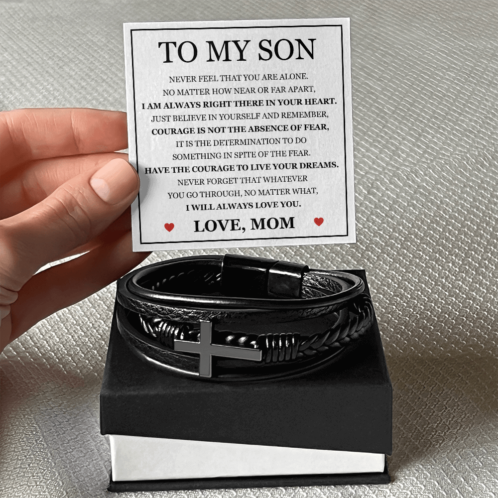 Men's Cross Bracelet - To My Son "I Will Always Love You"