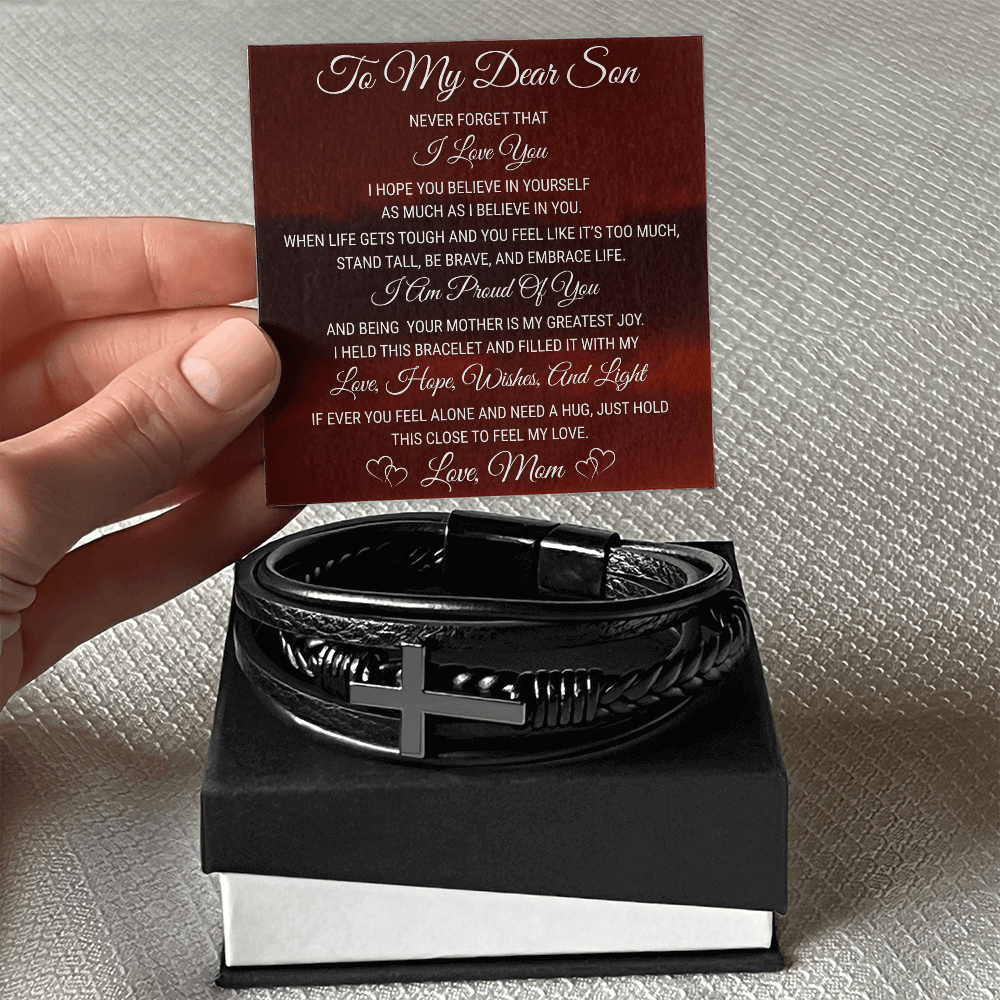 Men's Cross Bracelet - To My Dear Son