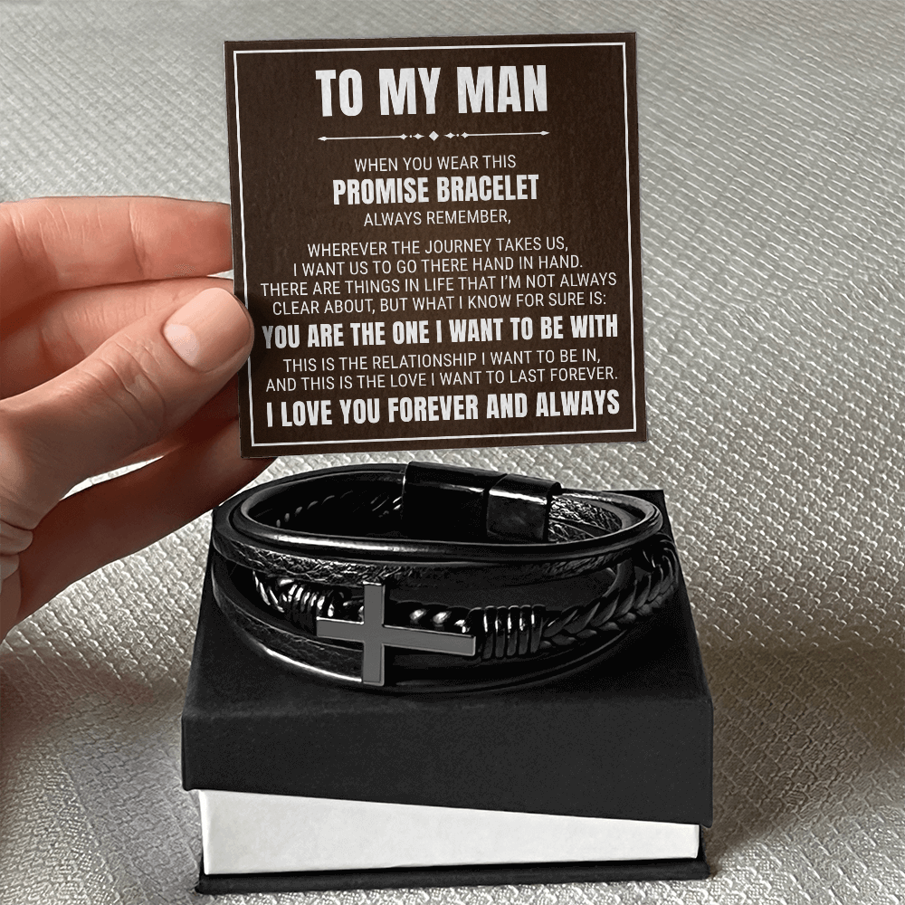Men's Cross Bracelet - To My Man "I Love You Forever and Always"