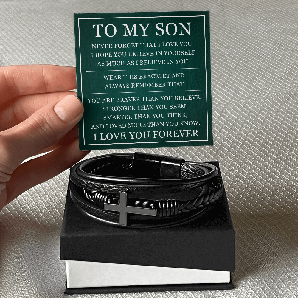 Men's Cross Bracelet - To My Son "I Love You Forever"