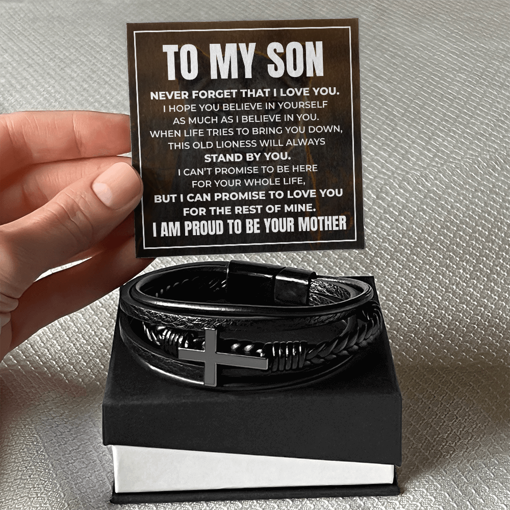 Men's Cross Bracelet - To My Son "I Believe In You"