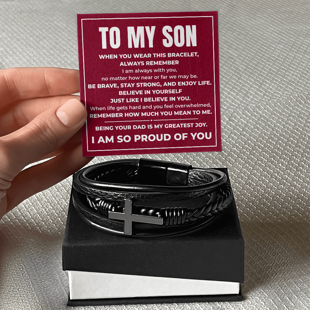 Men's Cross Bracelet - To My Son "Believe In Yourself"