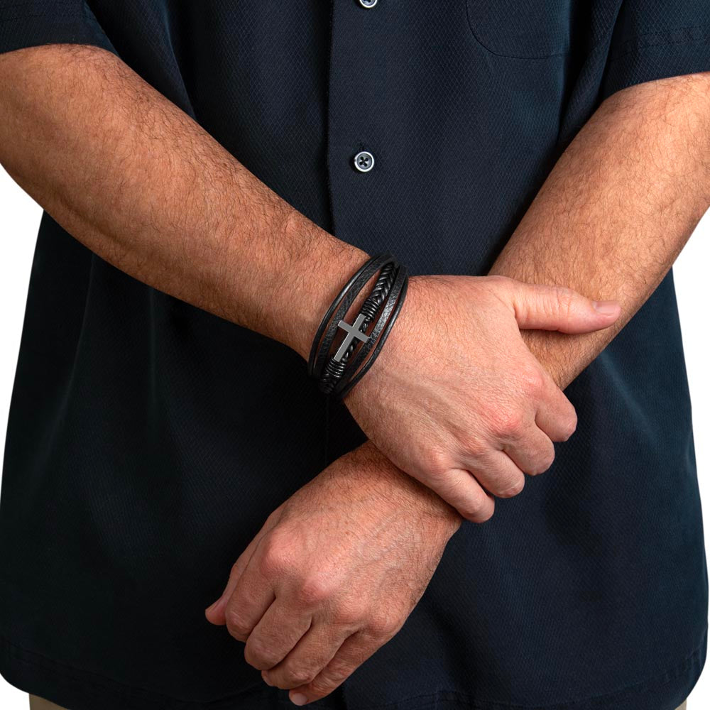 Men's Cross Bracelet - To My Man "The Day I Met You, My Life Changed"