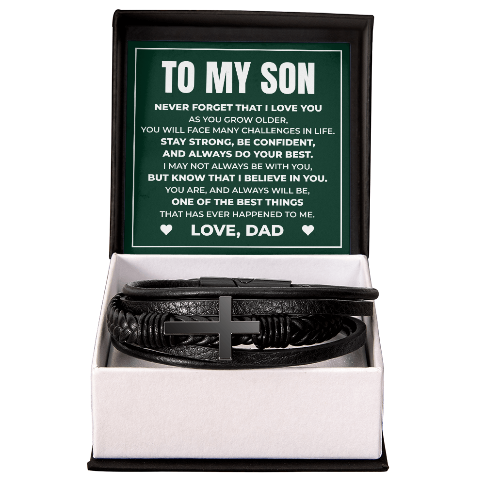 Men's Cross Bracelet - To My Son "Stay Strong, Be Confident"