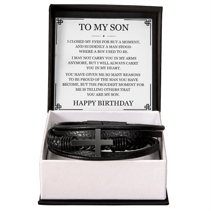 Men's Cross Bracelet - To My Son