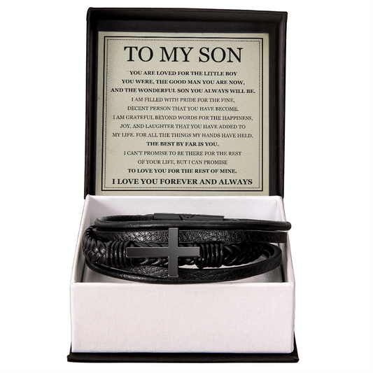 To My Son Men's Cross Bracelet -"You Are Loved"