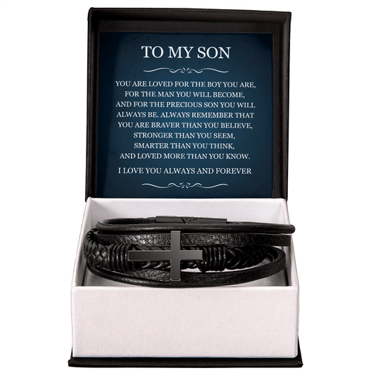 Men's Cross Bracelet - To My Son