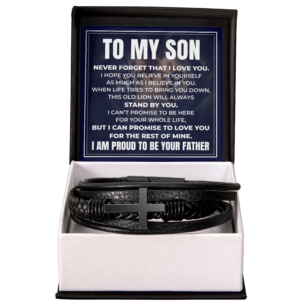 Men's Cross Bracelet - To My Son "I Am Proud To Be Your Father"