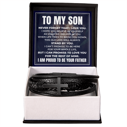 Men's Cross Bracelet - To My Son "I Am Proud To Be Your Father"