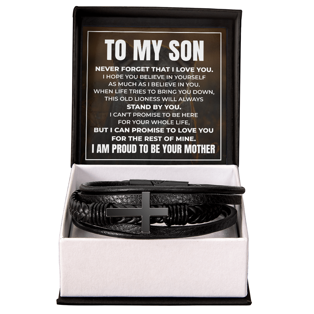 Men's Cross Bracelet - To My Son "I Believe In You"