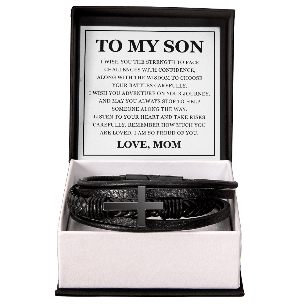 Men's Cross Bracelet - To My Son "I Am So Proud of You"
