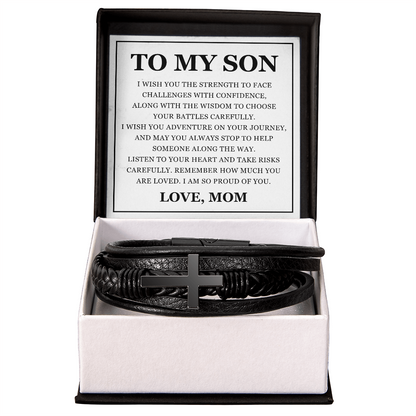 Men's Cross Bracelet - To My Son "I Am So Proud of You"
