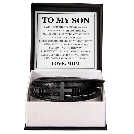 Men's Cross Bracelet - To My Son "I Am So Proud of You"