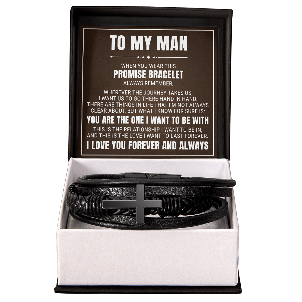 Men's Cross Bracelet - To My Man "I Love You Forever and Always"