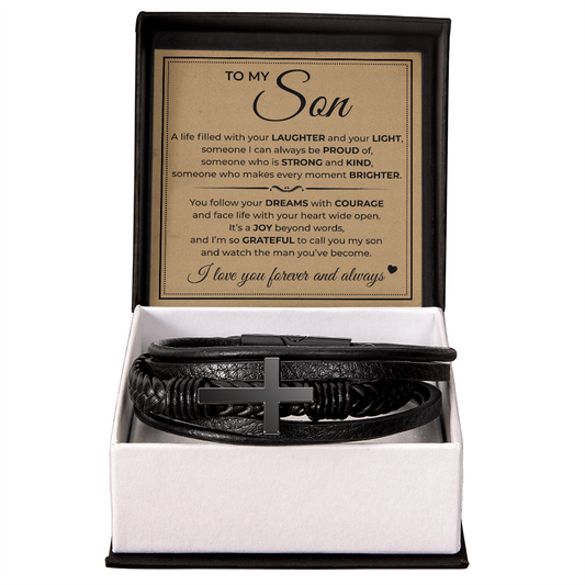 Men's Cross Bracelet - To My Son