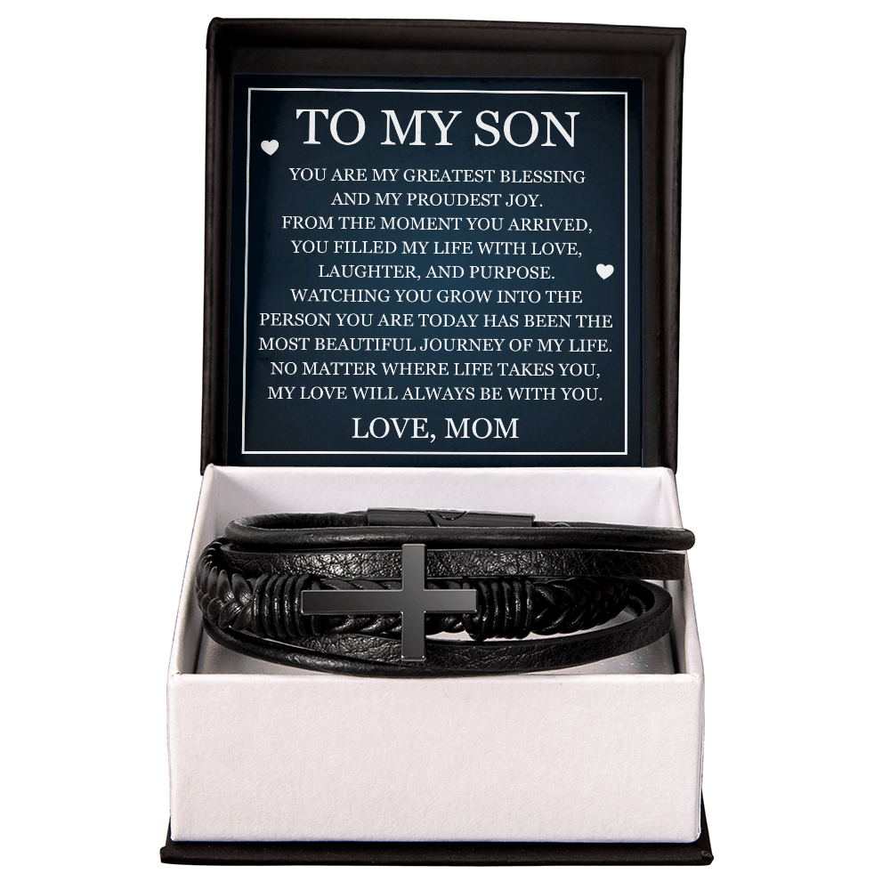 Men's Cross Bracelet - To My Son "My Greatest Blessing"