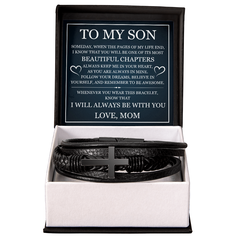 Men's Cross Bracelet - To My Son "I Will Always Be With You"