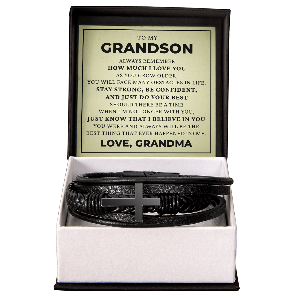Men's Cross Bracelet - To My Grandson "Just Do Your Best"