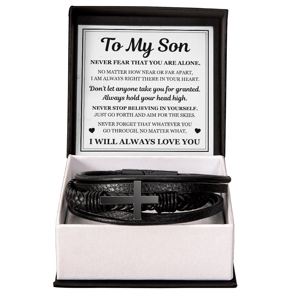 Men's Cross Bracelet - To My Son "I Will Always Love You"
