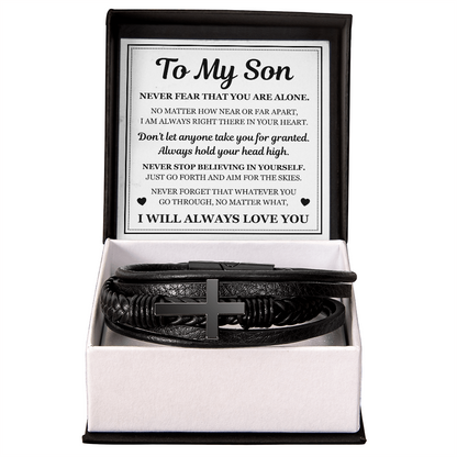 Men's Cross Bracelet - To My Son "I Will Always Love You"