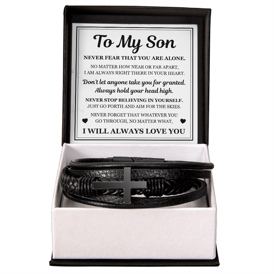 Men's Cross Bracelet - To My Son "I Will Always Love You"