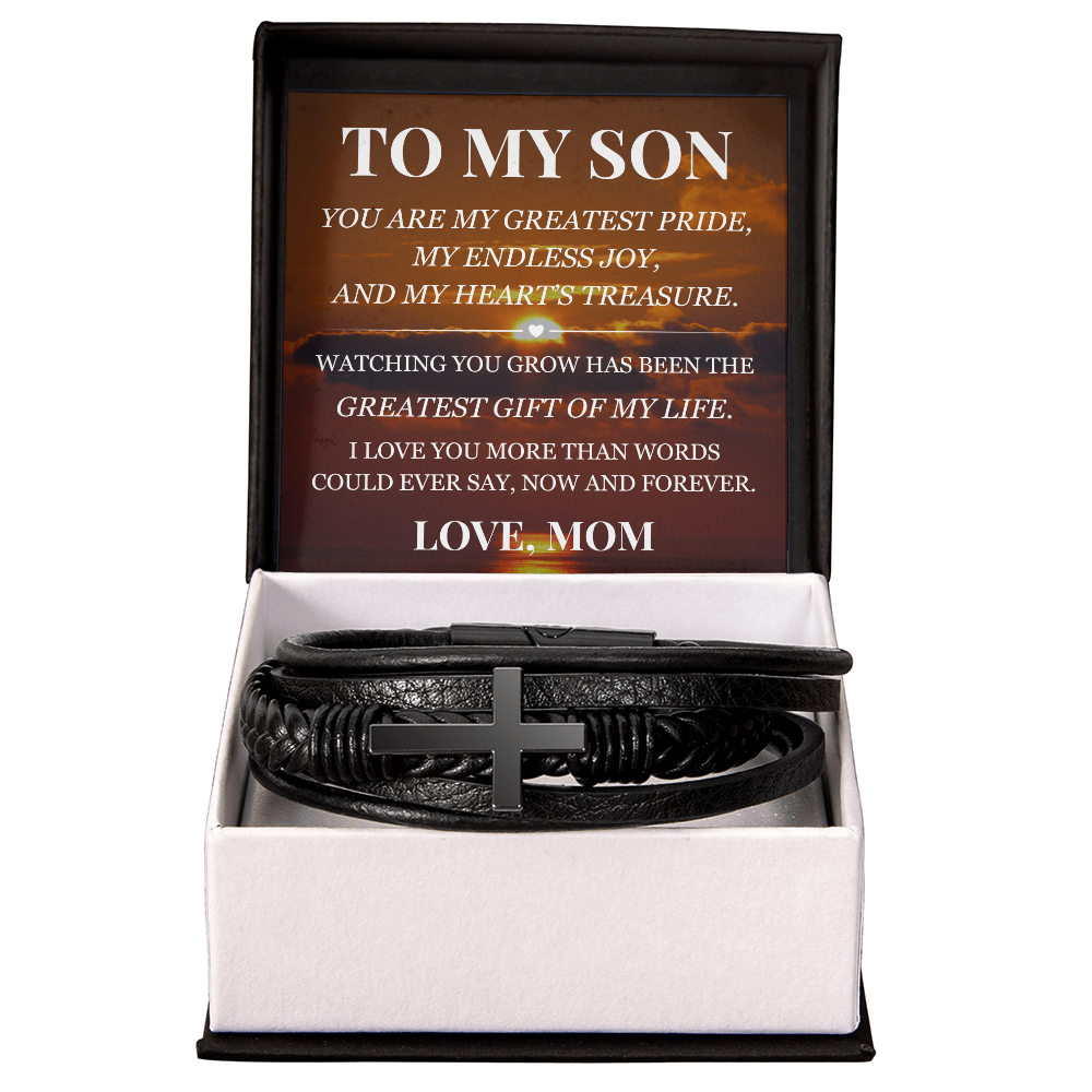 Men's Cross Bracelet - To My Son "Greatest Gift of My Life"