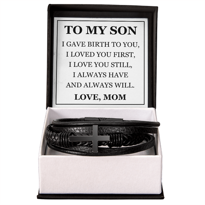 Men's Cross Bracelet - To My Son "I Gave Birth to You"
