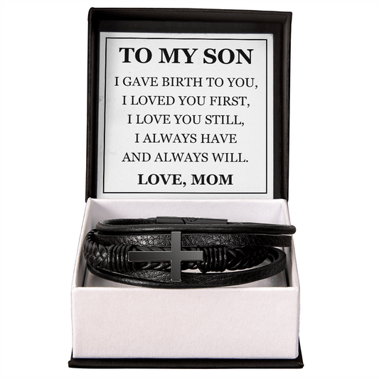Men's Cross Bracelet - To My Son "I Gave Birth to You"