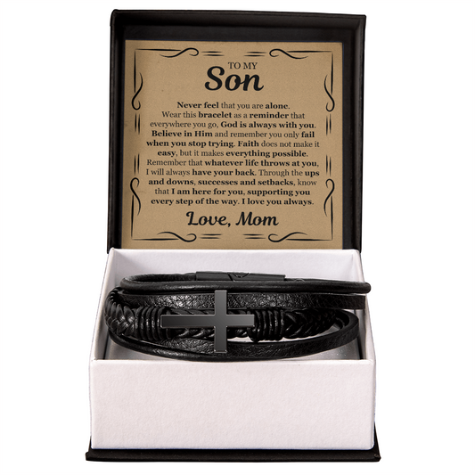 Cross Bracelet - To My Son "I Am Here For You"