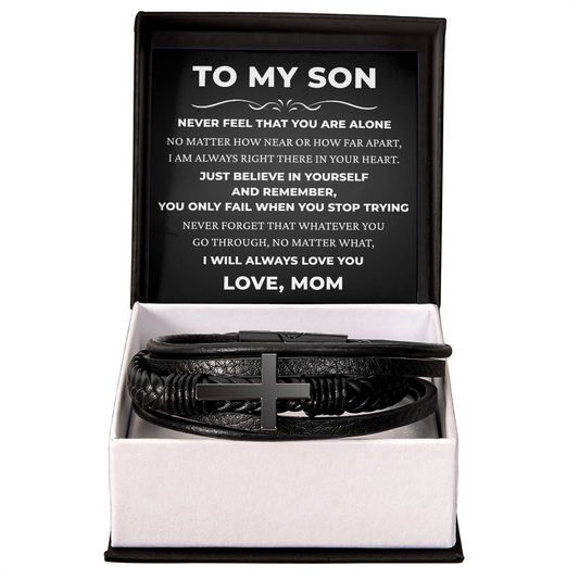 Men's Cross Bracelet - To My Son "I Will Always Love You"