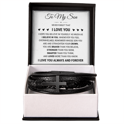 Men's Cross Bracelet - To My Son