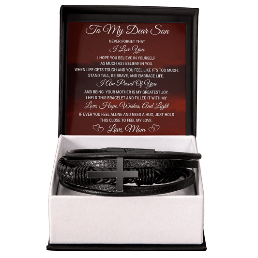 Men's Cross Bracelet - To My Dear Son