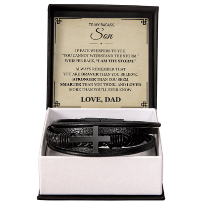 Men's Cross Bracelet - To My Badass Son