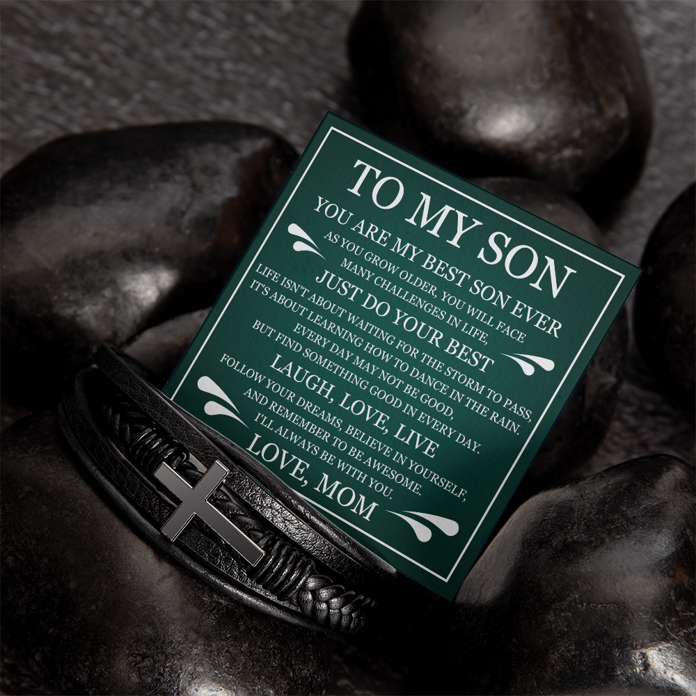Men's Cross Bracelet - To My Son "Just Do Your Best"