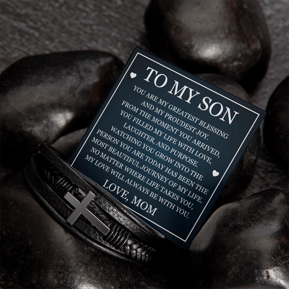 Men's Cross Bracelet - To My Son "My Greatest Blessing"