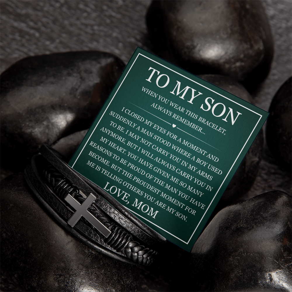 Men's Cross Bracelet - To My Son "Always Remember"